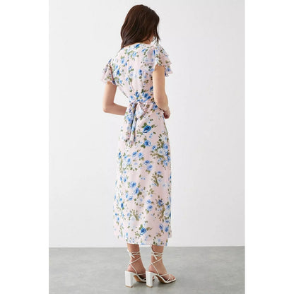Ivory - Back - Dorothy Perkins Womens-Ladies Ditsy Print Short-Sleeved Midi Dress
