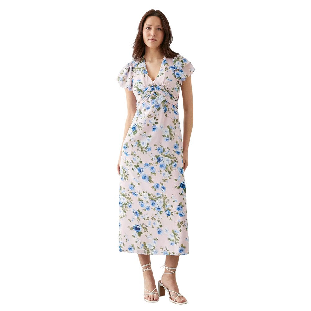 Ivory - Front - Dorothy Perkins Womens-Ladies Ditsy Print Short-Sleeved Midi Dress