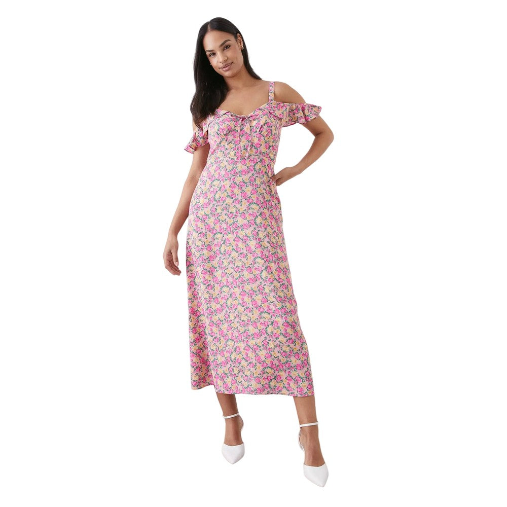 dorothy perkins off the shoulder dress Dorothy Perkins Womens/Ladies Floral Cold Shoulder Midi Dress – Universal  Textiles