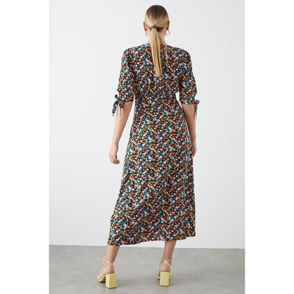 Multicoloured - Back - Dorothy Perkins Womens-Ladies Ditsy Print Tall Tie Sleeves Midi Dress