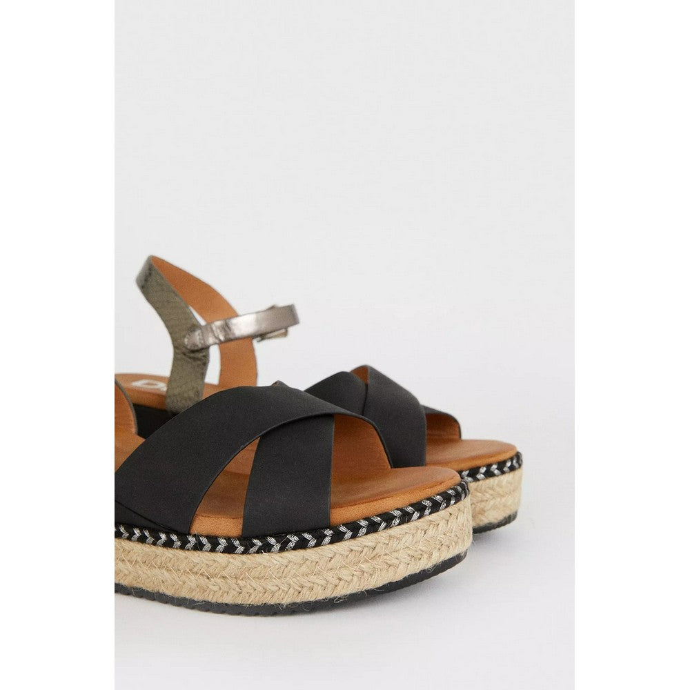 Black - Side - Dorothy Perkins Womens-Ladies Relly Wide Wedges