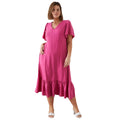 Pink - Front - Dorothy Perkins Womens-Ladies Slub Plus Angel Sleeve Midi Dress