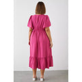 Pink - Back - Dorothy Perkins Womens-Ladies Slub Plus Angel Sleeve Midi Dress