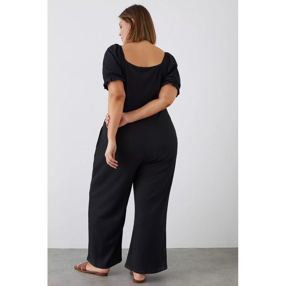 Black - Back - Dorothy Perkins Womens-Ladies Square Neck Plus Jumpsuit