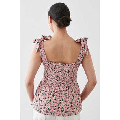 Rose - Back - Dorothy Perkins Womens-Ladies Shirred Tie Shoulder Petite Vest Top