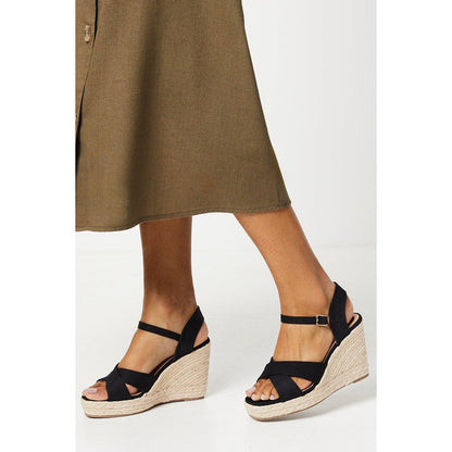 Black - Front - Dorothy Perkins Womens-Ladies Roma Crossover Wedges