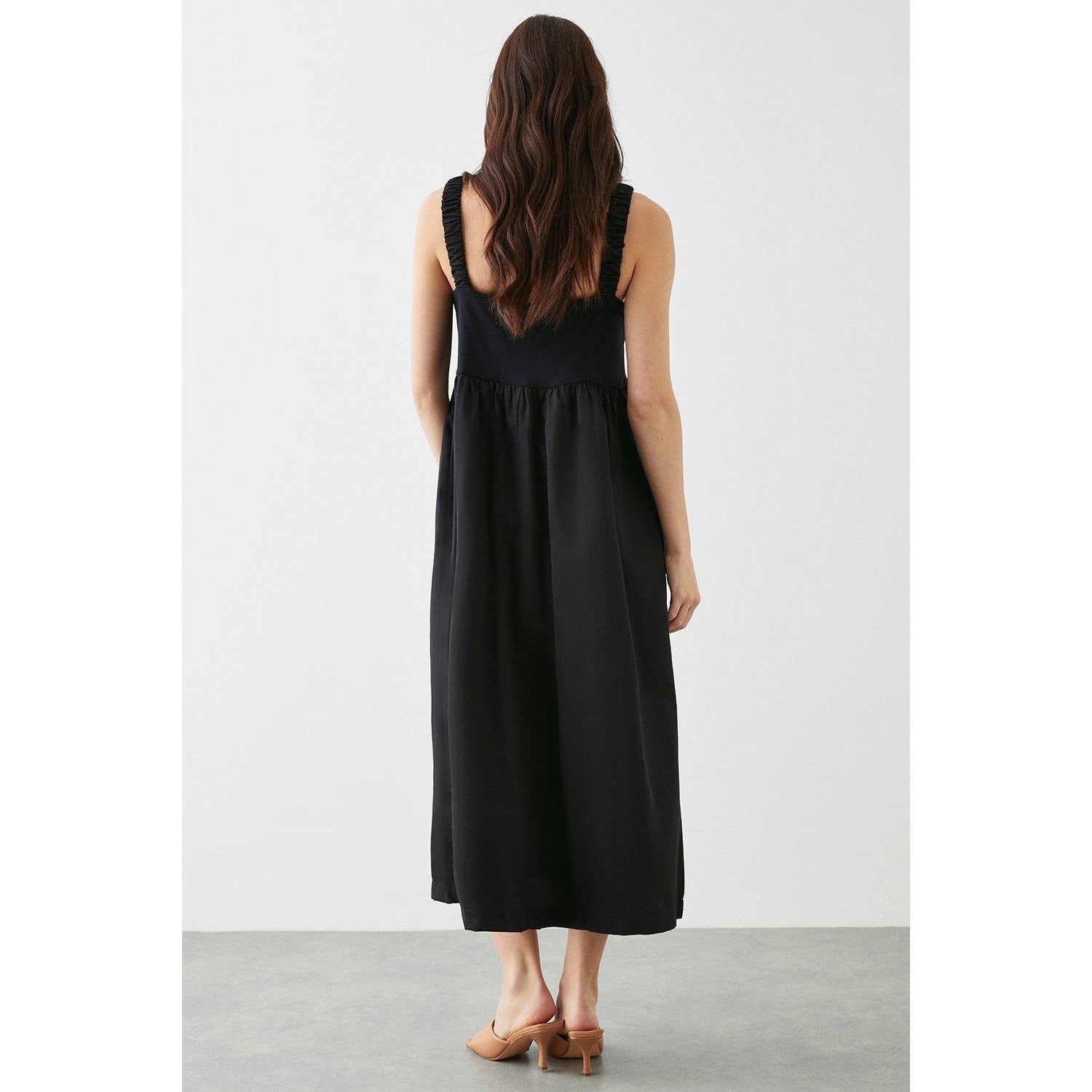 Black - Back - Dorothy Perkins Womens-Ladies Jersey Woven Sleeveless Midi Dress