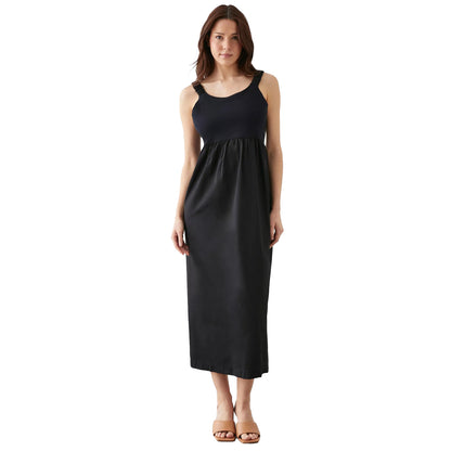 Black - Front - Dorothy Perkins Womens-Ladies Jersey Woven Sleeveless Midi Dress