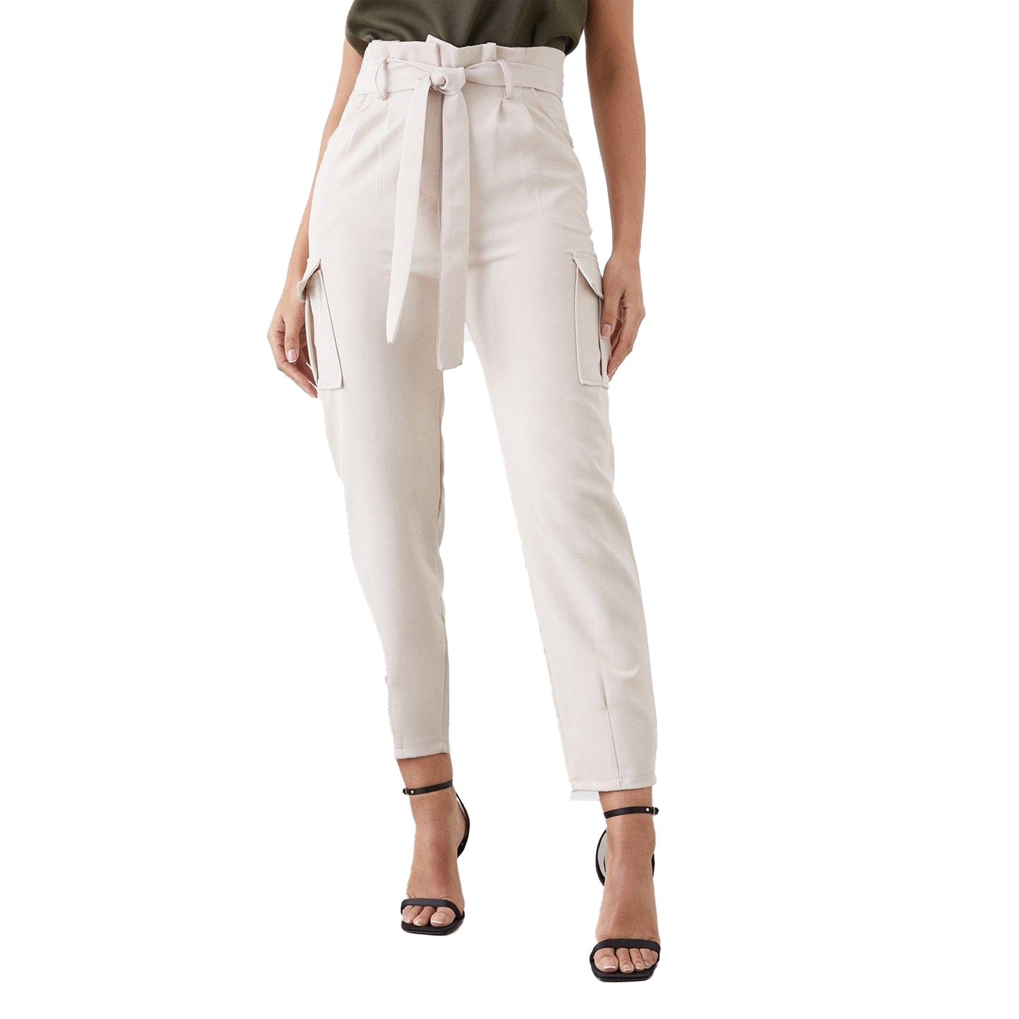 Stone - Front - Dorothy Perkins Womens-Ladies Utility Waist Tie Trousers