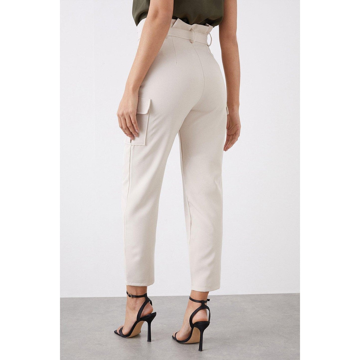 Stone - Back - Dorothy Perkins Womens-Ladies Utility Waist Tie Trousers