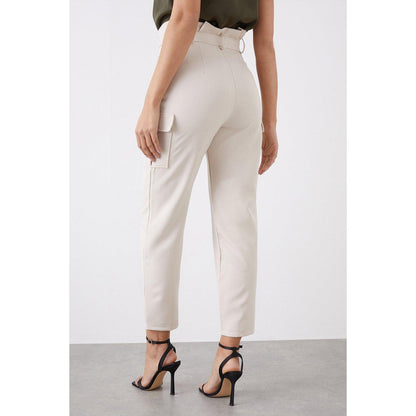 Stone - Back - Dorothy Perkins Womens-Ladies Utility Waist Tie Trousers