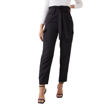 Black - Front - Dorothy Perkins Womens-Ladies Utility Waist Tie Trousers
