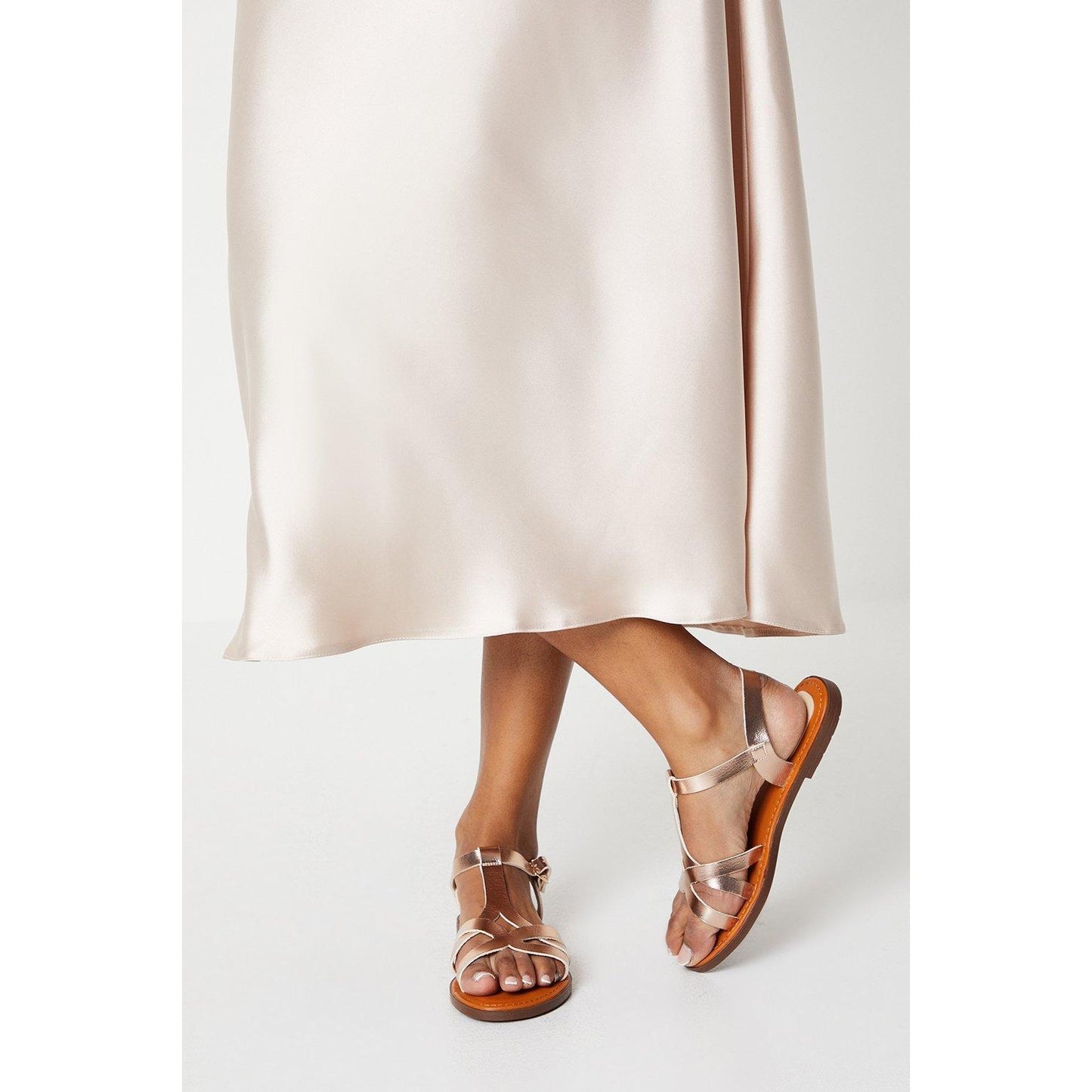 Rose Gold - Front - Good For The Sole Womens-Ladies Megan Flexi Sole Sandals