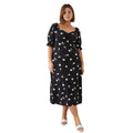 Black - Front - Dorothy Perkins Womens-Ladies Floral Ruched Plus Midi Dress