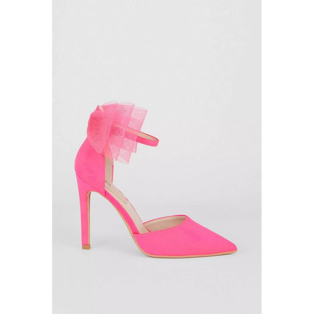 Pink - Back - Dorothy Perkins Womens-Ladies Belle Bow Mesh Court Shoes