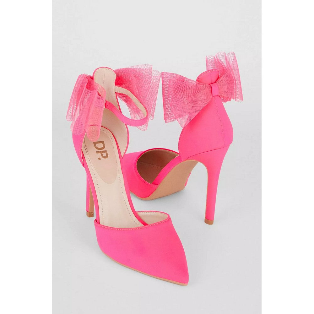 Pink - Side - Dorothy Perkins Womens-Ladies Belle Bow Mesh Court Shoes