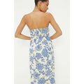 Ivory-Blue - Back - Dorothy Perkins Womens-Ladies Floral Poplin Bandeau Midi Dress