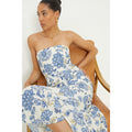 Ivory-Blue - Lifestyle - Dorothy Perkins Womens-Ladies Floral Poplin Bandeau Midi Dress