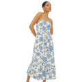 Ivory-Blue - Front - Dorothy Perkins Womens-Ladies Floral Poplin Bandeau Midi Dress