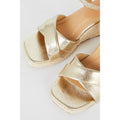 Gold - Side - Dorothy Perkins Womens-Ladies Crossover Strap Wedges