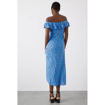 Blue - Back - Dorothy Perkins Womens-Ladies Strawberry Ruffles Midi Dress