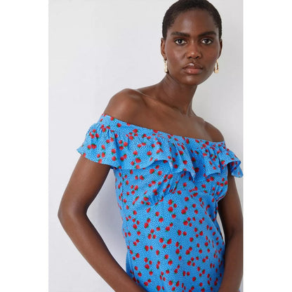 Blue - Lifestyle - Dorothy Perkins Womens-Ladies Strawberry Ruffles Midi Dress