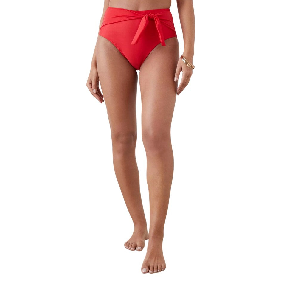 Red - Front - Dorothy Perkins Womens-Ladies Side Tie High Waist Bikini Bottoms