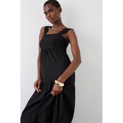 Black - Side - Dorothy Perkins Womens-Ladies Strappy Square Neck Maxi Dress