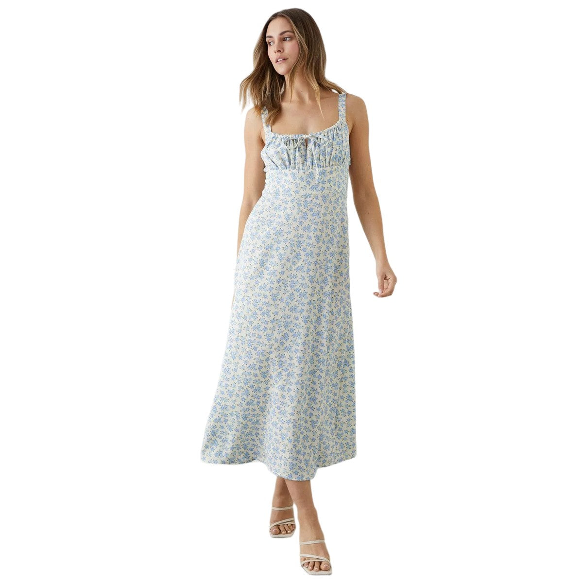 Blue - Front - Dorothy Perkins Womens-Ladies Ditsy Print Strappy Midi Dress