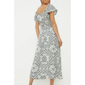Ivory - Back - Dorothy Perkins Womens-Ladies Scarf Print Flutter Midi Dress