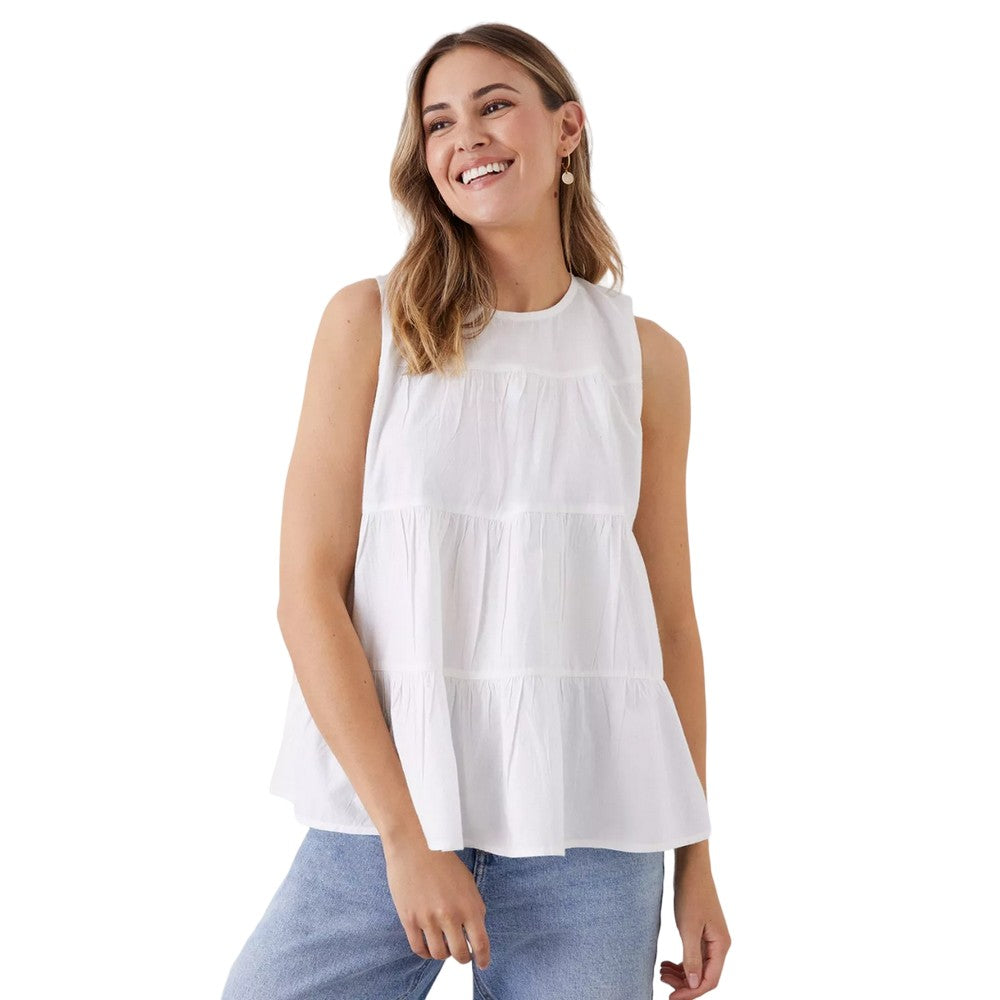 White - Front - Dorothy Perkins Womens-Ladies Tiered Smock Top
