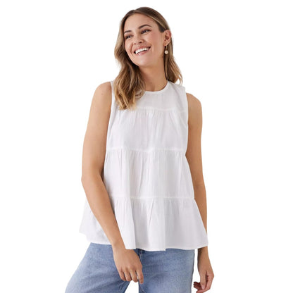 White - Front - Dorothy Perkins Womens-Ladies Tiered Smock Top