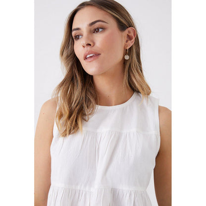White - Side - Dorothy Perkins Womens-Ladies Tiered Smock Top