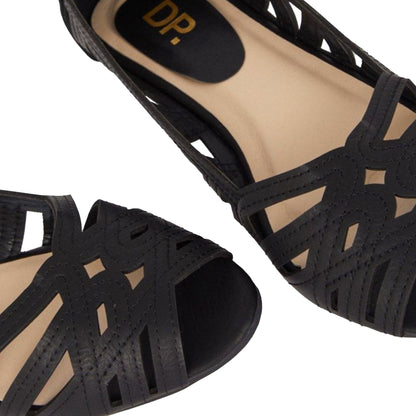 Black - Side - Dorothy Perkins Womens-Ladies Prim Peep Toe Wide Pumps