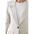 Stone - Side - Dorothy Perkins Womens-Ladies Stripe Single-Breasted Tall Blazer