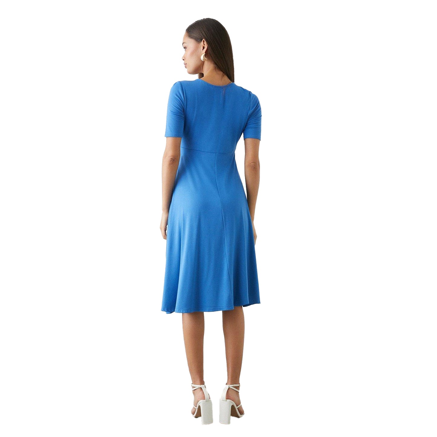 Cobalt Blue - Back - Dorothy Perkins Womens-Ladies Jersey Wrap Petite Short-Sleeved Dress