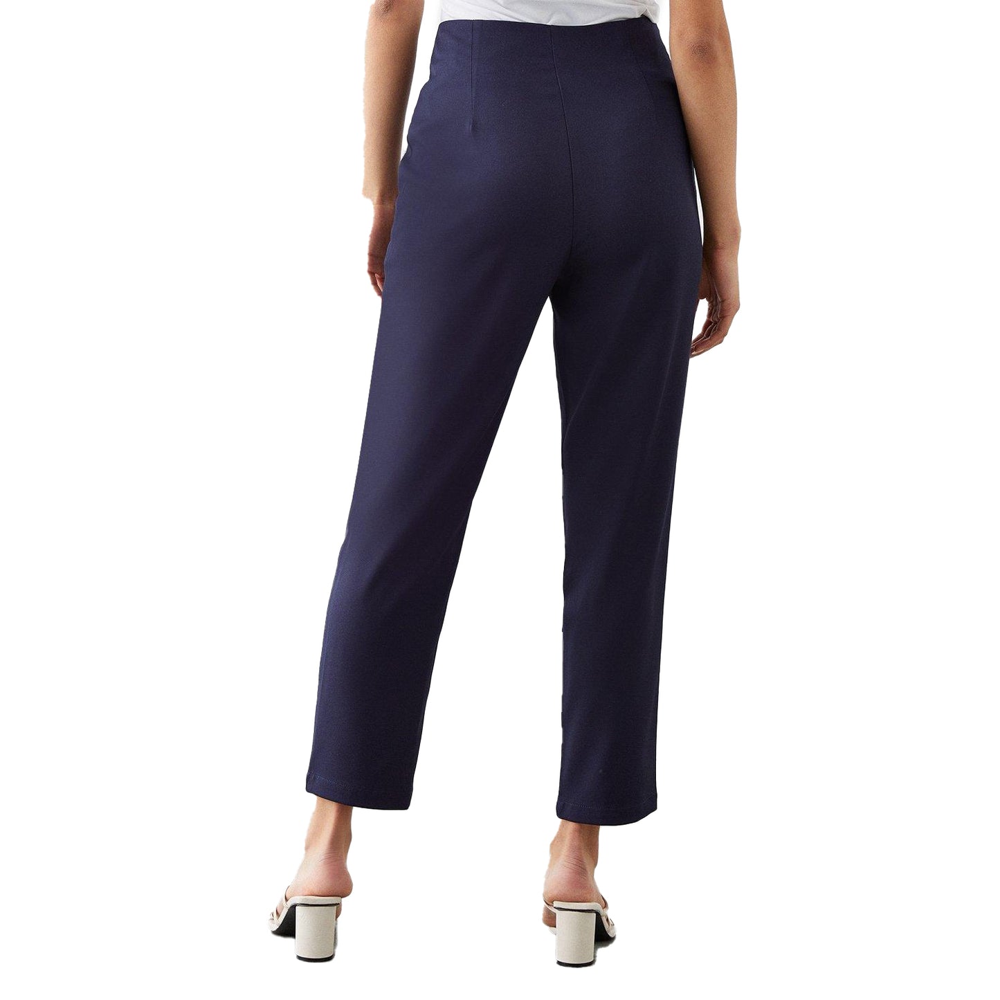 Navy - Back - Dorothy Perkins Womens-Ladies High Waist Slim Leg Trousers