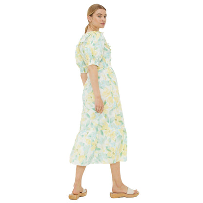 Ivory - Back - Dorothy Perkins Womens-Ladies Floral Poplin Ruffles Midi Dress