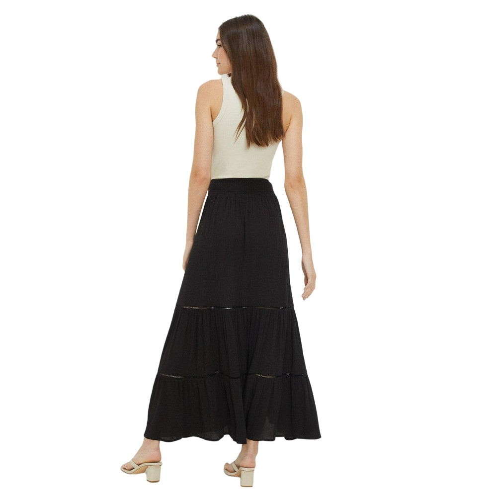 Black - Back - Dorothy Perkins Womens-Ladies Tiered Maxi Skirt