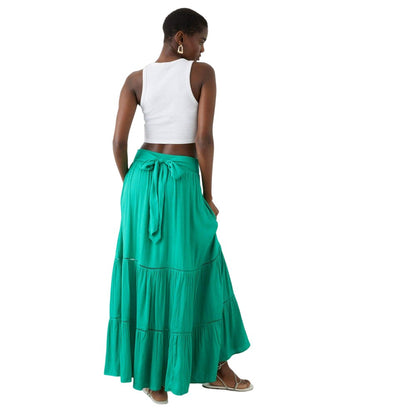 Green - Back - Dorothy Perkins Womens-Ladies Tiered Maxi Skirt