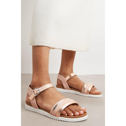 Blush - Back - Good For The Sole Womens-Ladies Tina Leather Extra Wide Flat Sandals