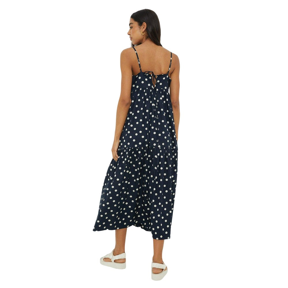 Navy - Back - Dorothy Perkins Womens-Ladies Spotted Strappy Midi Dress