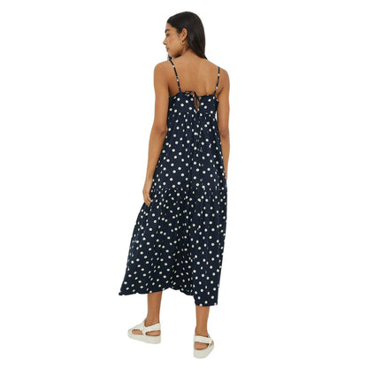 Navy - Back - Dorothy Perkins Womens-Ladies Spotted Strappy Midi Dress