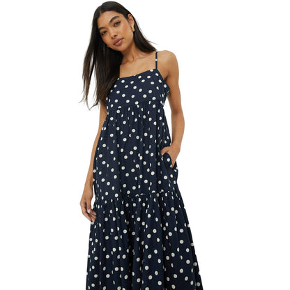 Navy - Side - Dorothy Perkins Womens-Ladies Spotted Strappy Midi Dress