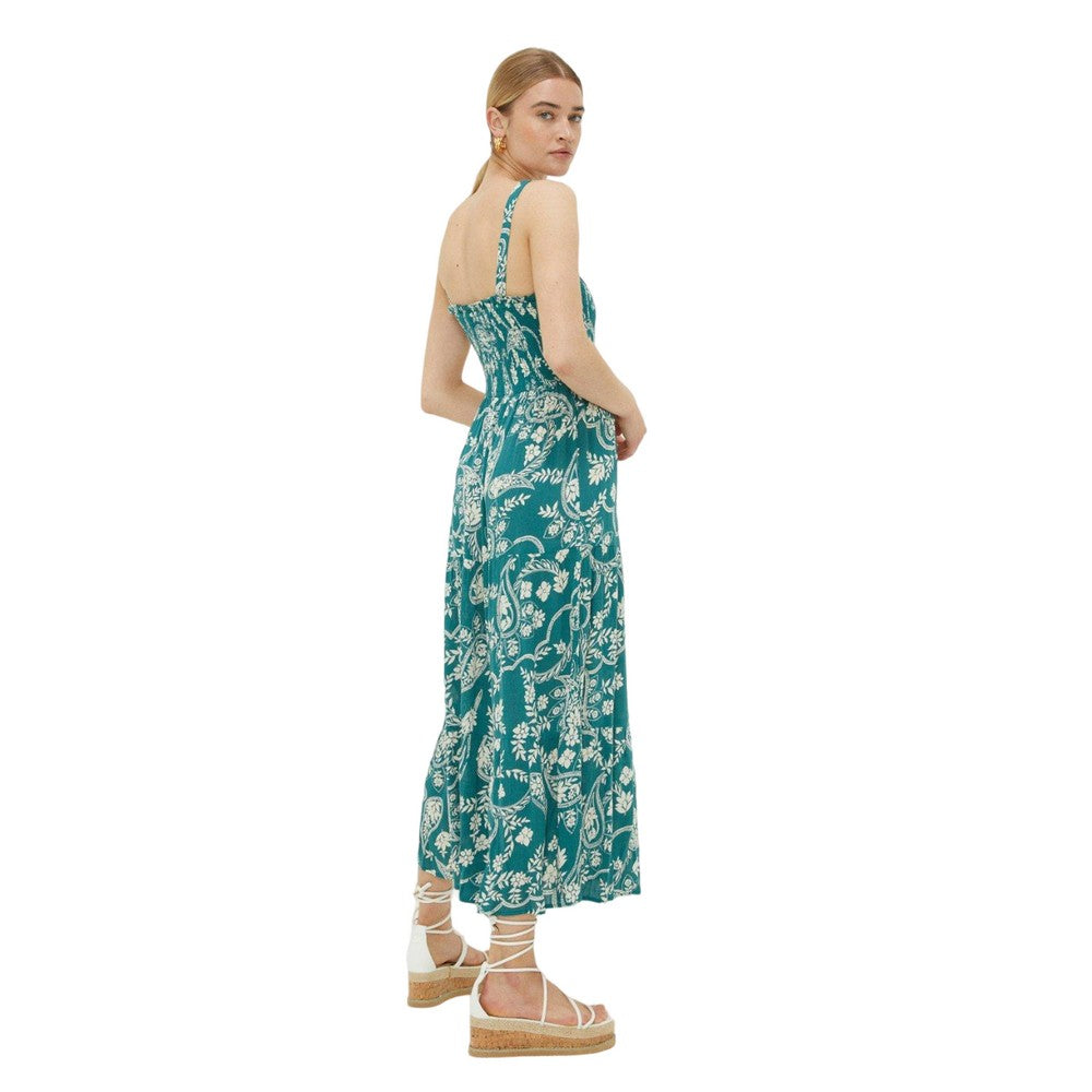 Green - Back - Dorothy Perkins Womens-Ladies Paisley Shirred Midi Dress