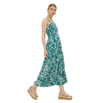 Green - Front - Dorothy Perkins Womens-Ladies Paisley Shirred Midi Dress