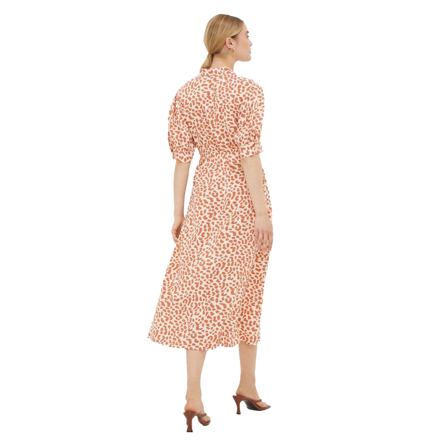 Orange-Cream - Back - Dorothy Perkins Womens-Ladies Animal Print Belt Midi Dress