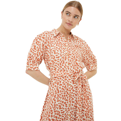 Orange-Cream - Side - Dorothy Perkins Womens-Ladies Animal Print Belt Midi Dress