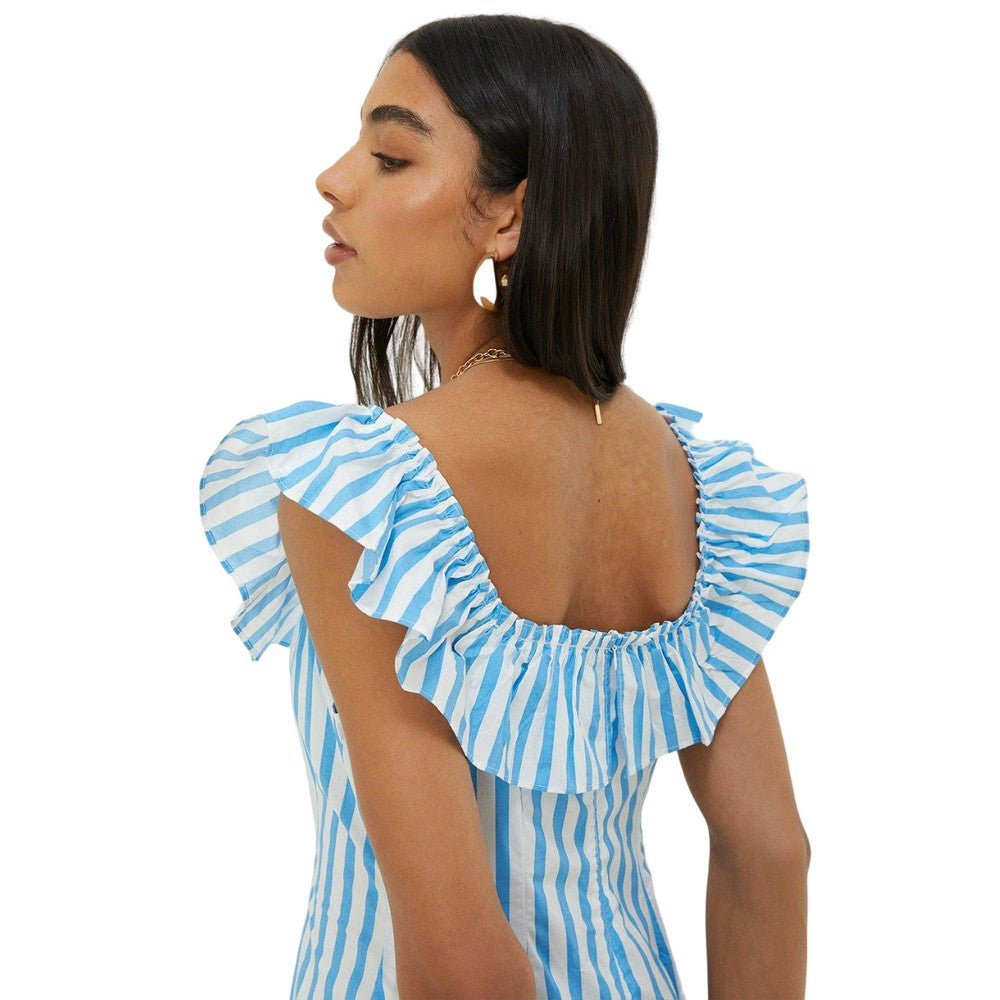Blue - Lifestyle - Dorothy Perkins Womens-Ladies Stripe Frill Midi Dress