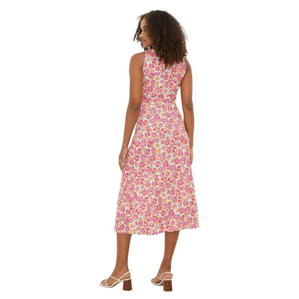 Pink - Back - Dorothy Perkins Womens-Ladies Floral Twisted Tall Sleeveless Midi Dress